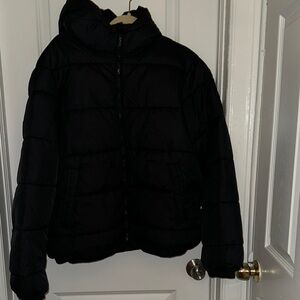 Divided Black Hooded Puffer Jacket
